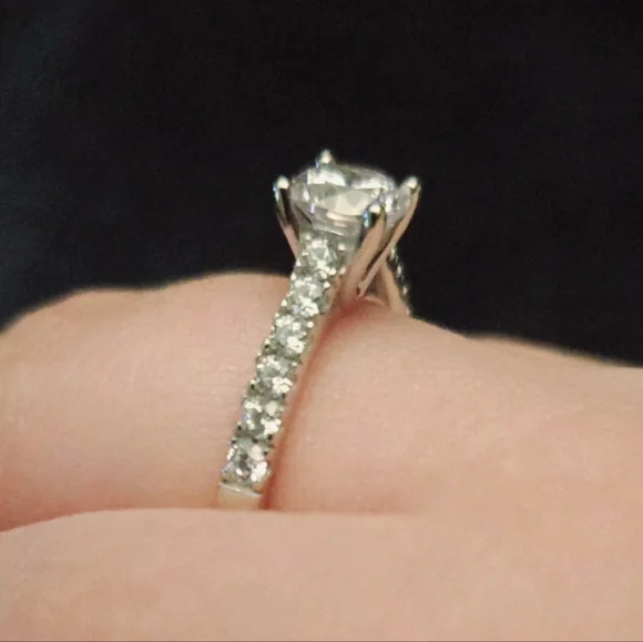 Elegant Sterling Silver Simulated Diamond Engagement Ring - Picture 3 of 4